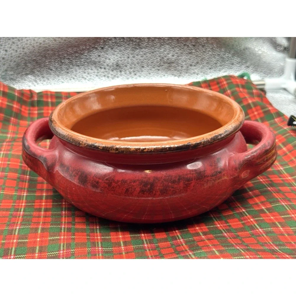 DE SILVA 6 RED‎ Casserole Baking Dish Lid Handles Ceramic Italian Terracotta VTG